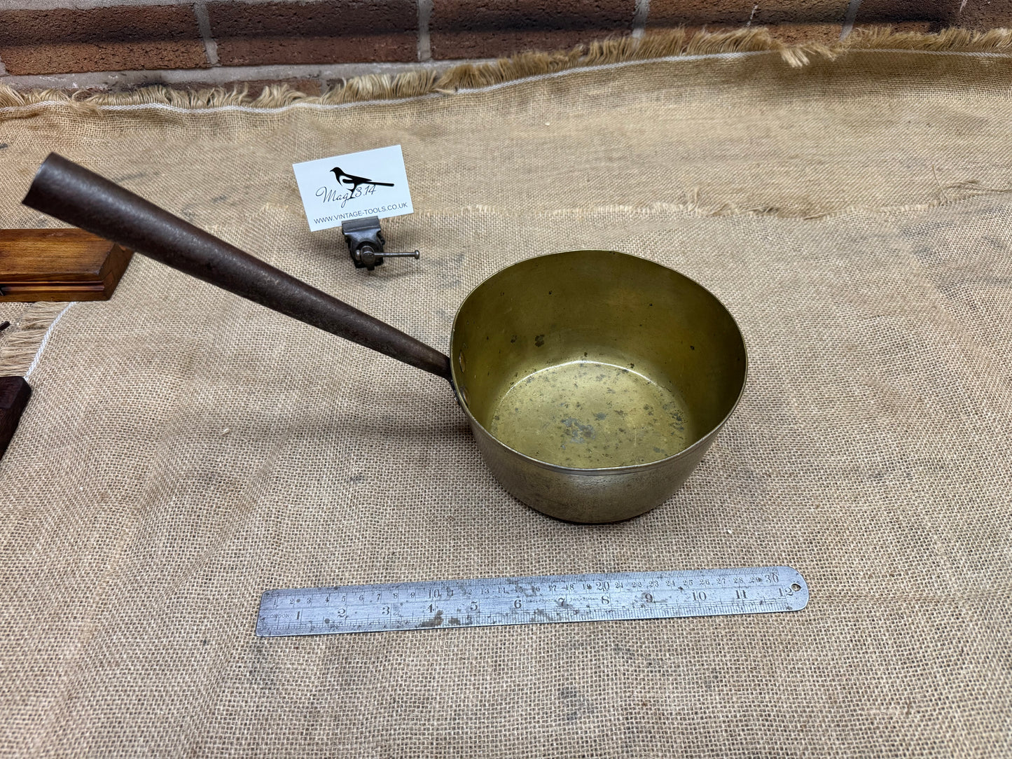 Vintage Brass Pan with Tapered Steel Handle