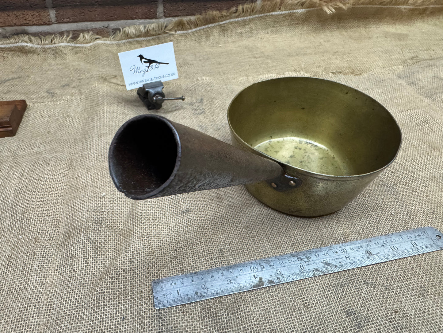 Vintage Brass Pan with Tapered Steel Handle