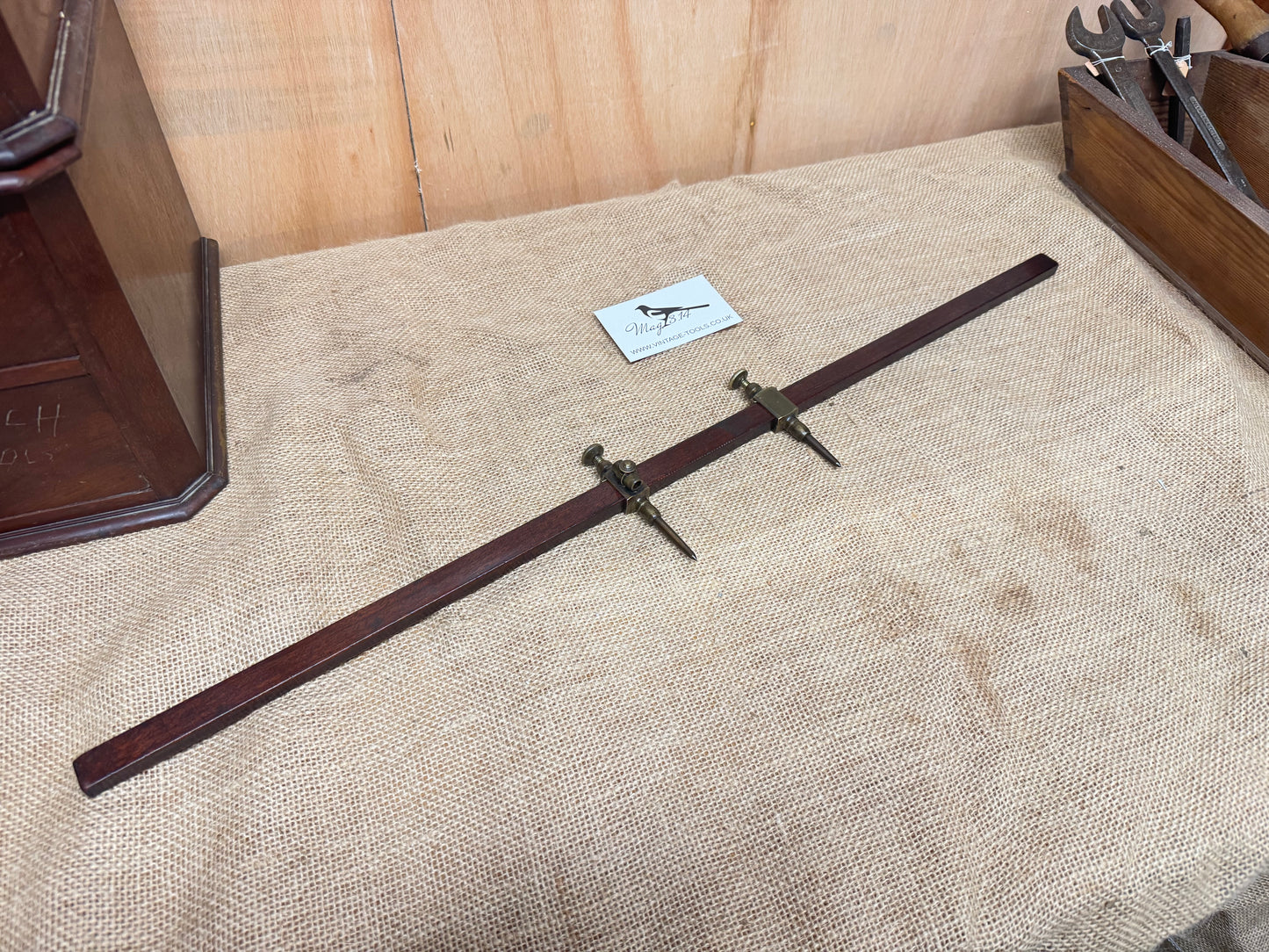 Brass Trammel Points with Rosewood Rail