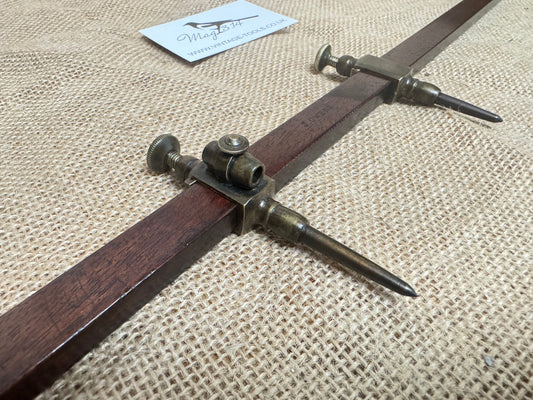 Brass Trammel Points with Rosewood Rail